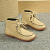 Women's Plus Size Round Toe PU Snow Boots Casual Short Tube Flat Bottom Martin Boot Shoes 36-43