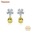 Tancise Jewelry Серьги с бриллиантами высокой чистоты из серебра 925 пробы, инкрустированные каплями воды 10 * 14, серьги-цветы женские