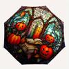 Stained Glass Window with Pumpkins and Books Umbrella Day Gift Y259