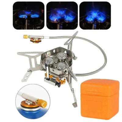 Мини-кемпинговая ветрозащитная плита 5800 Вт, портативная уличная газовая плита, складная горелка, походное оборудование, оборудование для пикника и барбекю