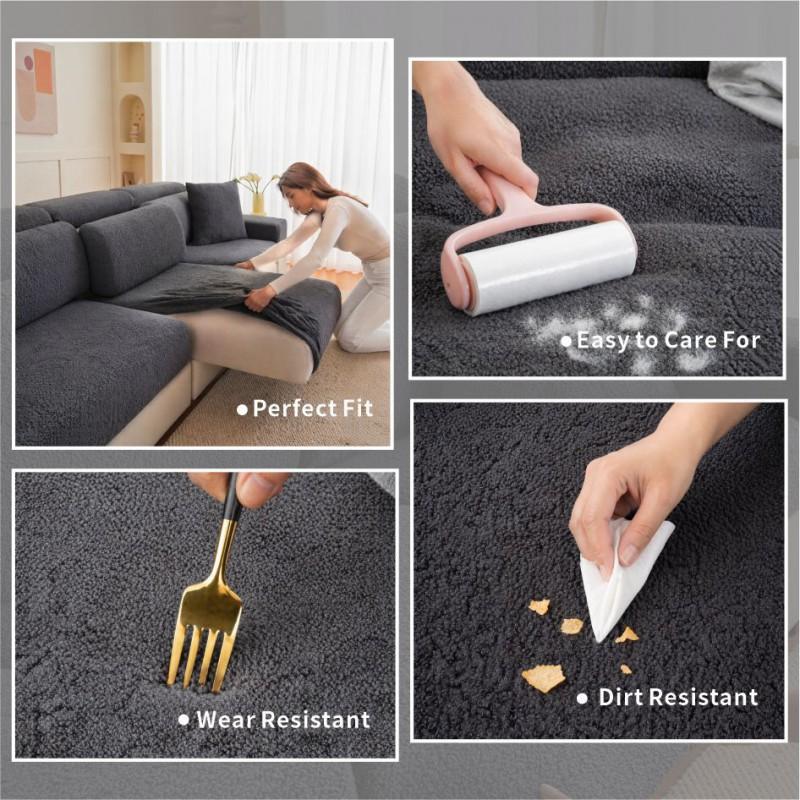 Solid Color Sofa Slipcover Non-Slip Couch Cover Durable Protector Minimalist Style Combination Sofas