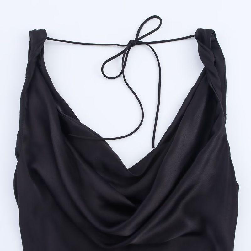 Kaslead New Women Clothes Western Style Fashion Slim Fit Silk Satin Texture Dress 2590934