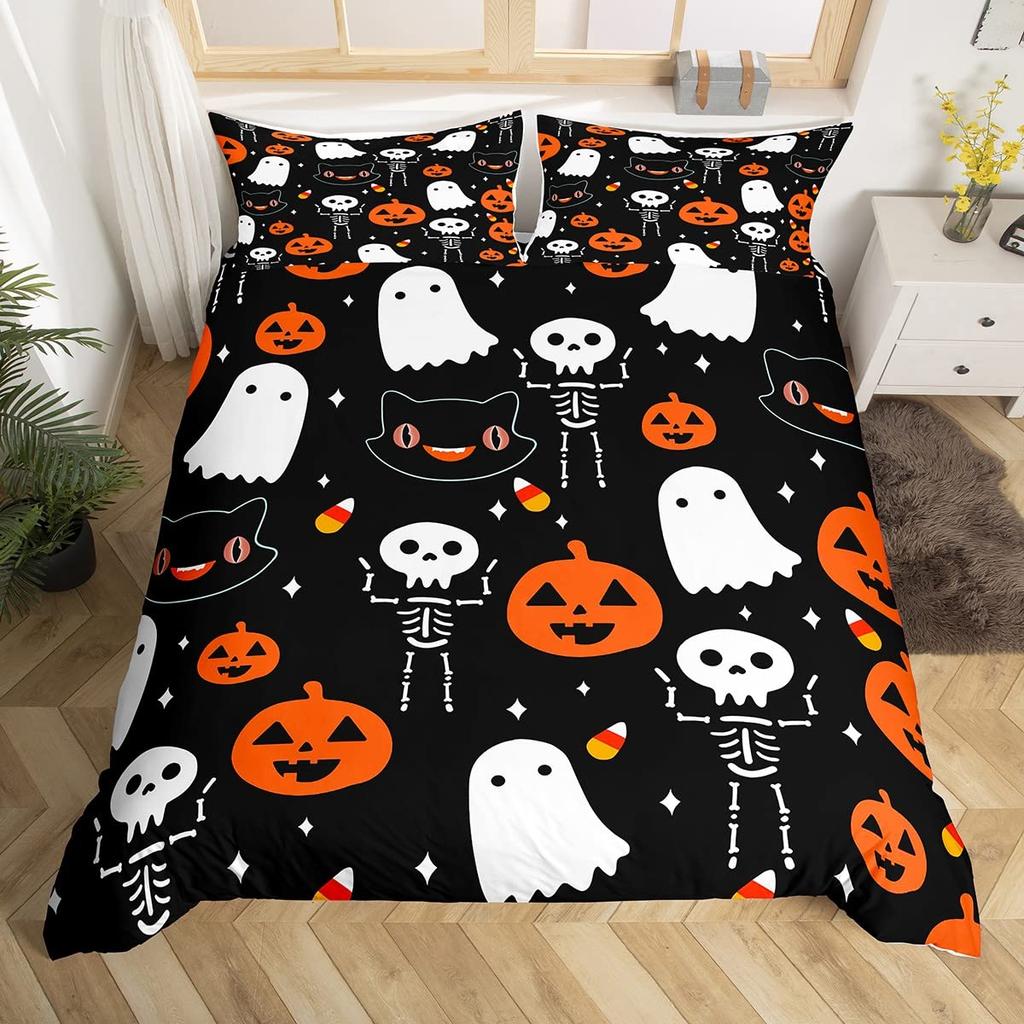 Комплект пододеяльника «Мертвая голова», Комплект постельного белья «Череп», Пододеяльник с рисунком змеи и мандалы, Пододеяльник с фазами Луны, Триповый комплект пододеяльника со скелетом, Размер «Квин»