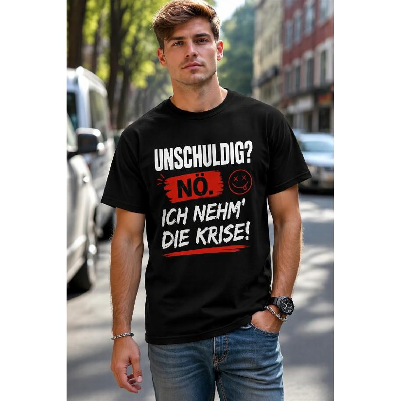 Men's Black Short Sleeve Crew Neck T-Shirt with Bold German Graphic Print, Soft Cotton Feel, Casual Streetwear Fit for Everyday Wear