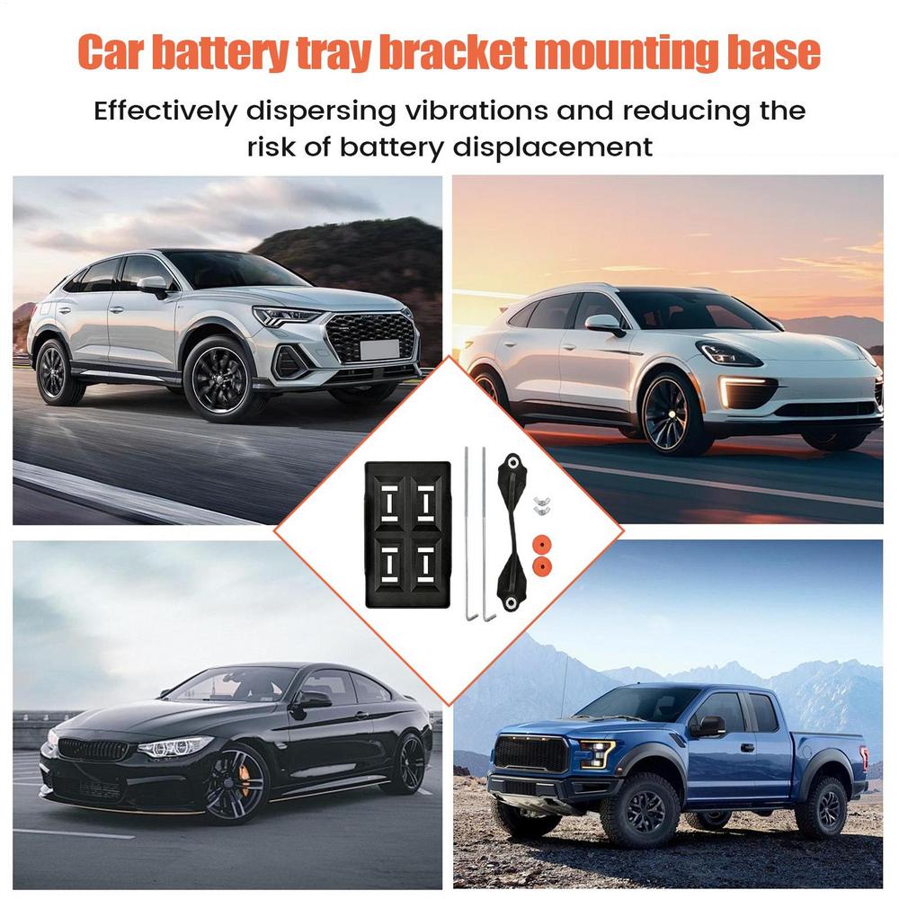 Universal Battery Tray Adjustable Clamp Holder Heavy Duty Mounting Base For Battery, Car Truck RV Boat Marine Trailer