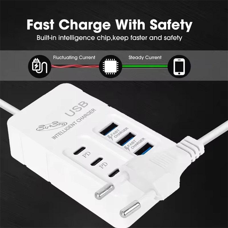 35 Вт многопортовый USB-удлинитель зарядное устройство для быстрой зарядки зарядное устройство с сетевой вилкой адаптер для мобильных телефонов EU US Plug Type C зарядные устройства