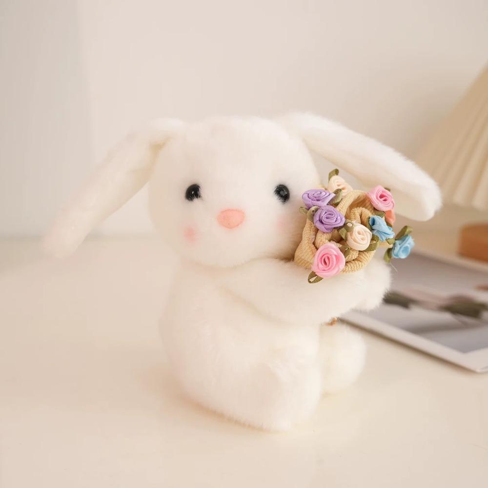 with Floral Blanket Bear Wear Rose Doll 15cm Bouquet Rabbit Doll Rose Bear Plush Toy  Anniversary