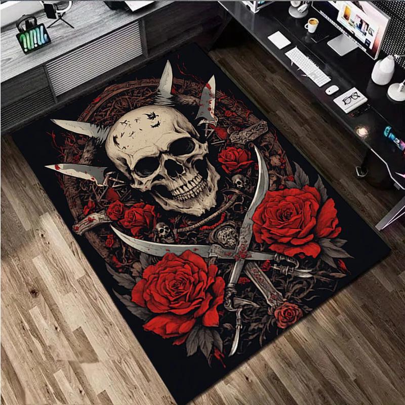 Skull Print Rug - home decoration Carpet For Living Room Bedroom Flooring Computer Chair Area Rug