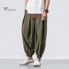 Весна Осень Мужские шаровары Шаровары Свободные завязывающиеся на шнурок эластичные карманы Глубокий шаговый шов с резинкой на щиколотке Однотонные спортивные брюки Повседневная одежда Спортивные брюки