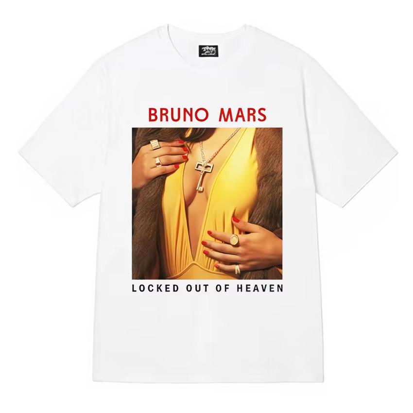 Singer Bruno Mars 24k Magic World Tour Fashion Graphics T Shirts Mens Aesthetic Hip Hop Tshirt Casual Summer Streetwear Unisex