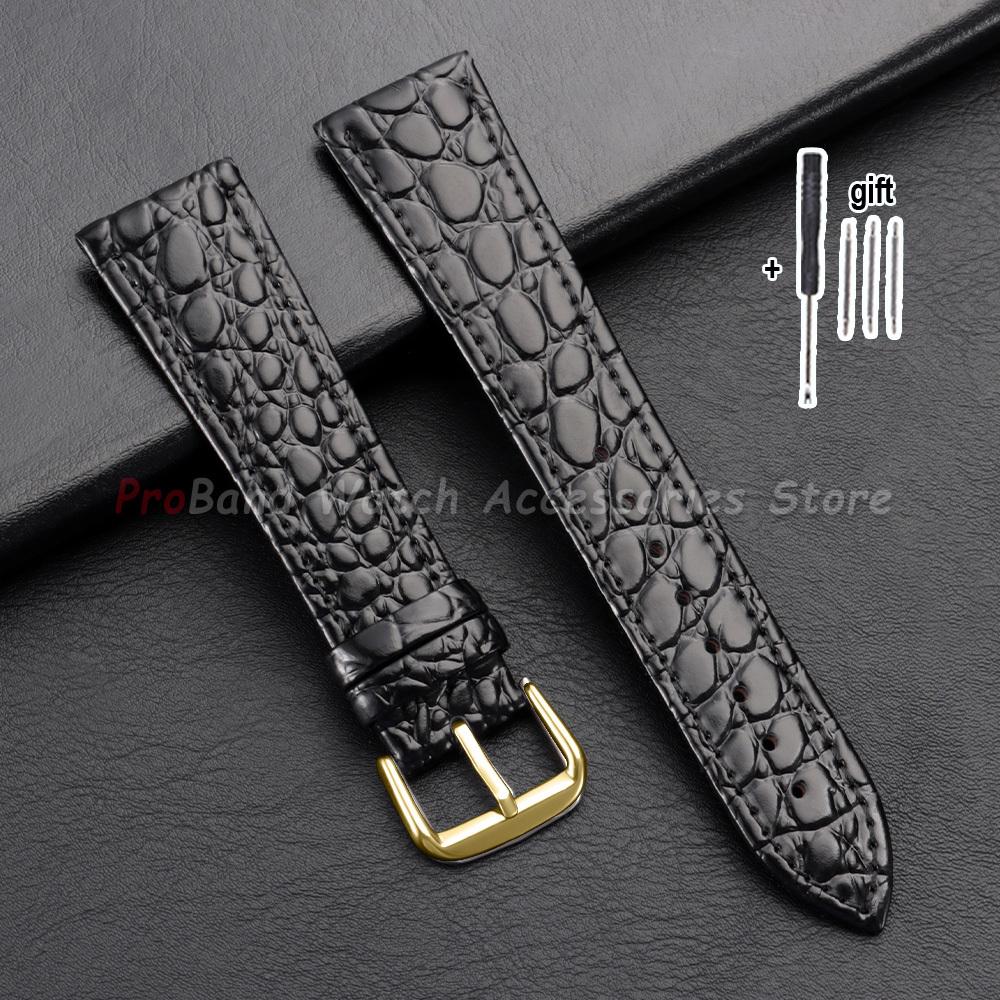 Crocodile Pattern Design Leather Watch Straps 10/12/13/14/16/18/19/20/21/22mm Casual Black Brown Watchband Men Women Wristband