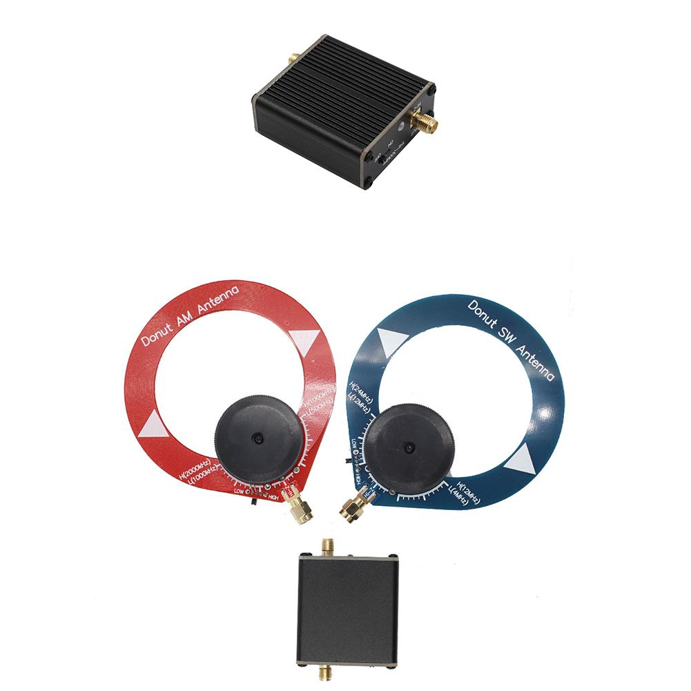 High Impedance Amplifier Small Loop Antenna 1Hz-300MHz Doughnut Short Wave Antenna Built-In 600mah Battery for SDR Walkie Talkie