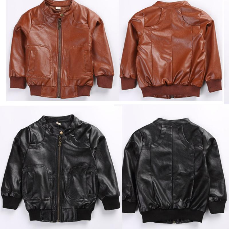 Детская одежда, детская кожаная куртка, весенне-осенняя мотоциклетная куртка с воротником-стойкой для мальчиков