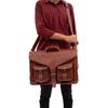 Men's Laptop Bag Real Goat Leather Vintage Brown Messenger Shoulder Briefcase