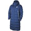 Logo Print Zip-Up Windproof Warm Hooded Mid-Length Down Jacket Men Outerwear Blue DV0756-410