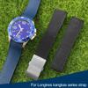 Silicone Fluorous Rubber Watchband 21mm for Longines Hydroconquest L3 Conquest Sports Diving Watch Strap Black New
