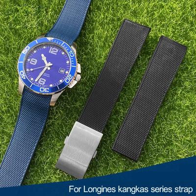 Силиконовый ремешок из фторированного каучука 21 мм для часов Longines hydroconquest L3 Conquest Sports Diving Watch Strap Black new