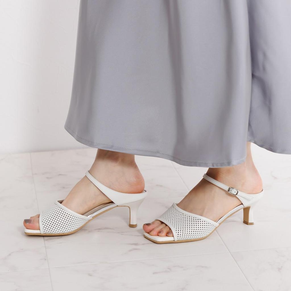 HIMIKO/Himiko/Punched Leather Heel Mule Sandals/651218 Ivory 240