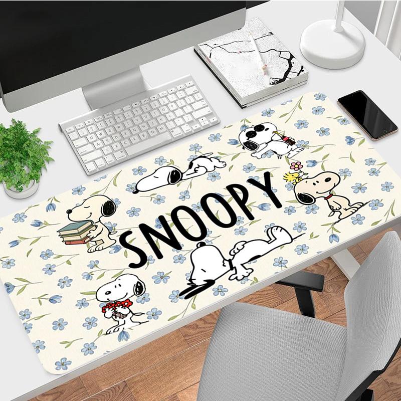 Snoopy Flowers Xl Gaming Mouse Pad Nonslip Rubber Base Stitched Edge Waterproof Desk Mat For Pc Laptop Gamer Office Computer Accessories C929853