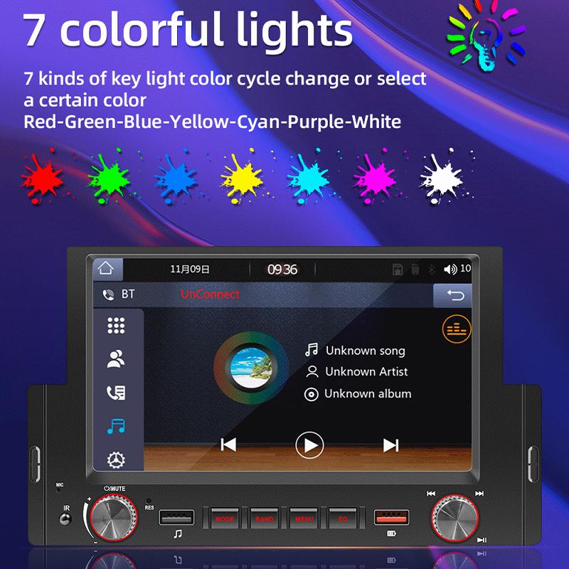 Автомобильное радио Hippcron, 1din CarPlay, Android Auto, Bluetooth, мультимедийное видео, MP5-плеер, 6,2-дюймовый сенсорный экран с пультом дистанционного управления