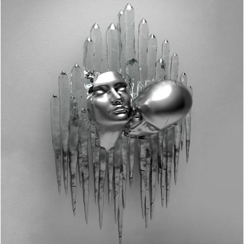 Золотая металлическая фигура статуя обнимает художественный постер, украшение дома, высокое разрешение, покраска распылением, безрамная основа для холста