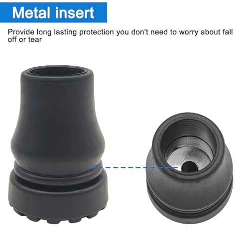 2 packs of 19mm (3/4 inch) black durable rubber cane heads, suitable for crutches, walking sticks, walkers