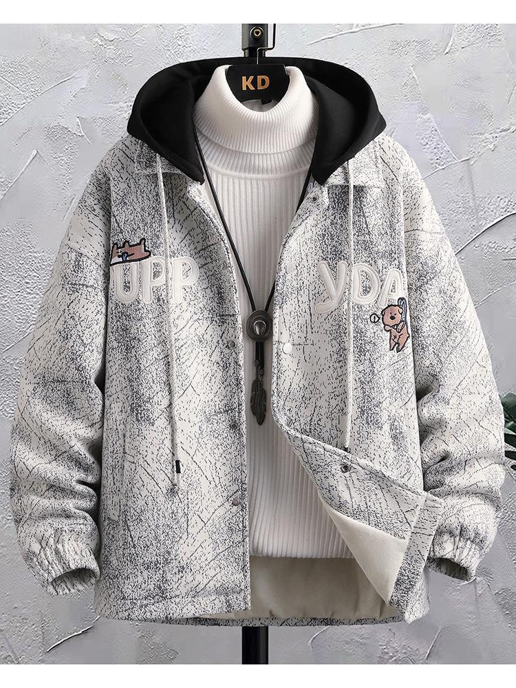 Модный двубортный мужской пальто из искусственной шерсти с бархатной подкладкой