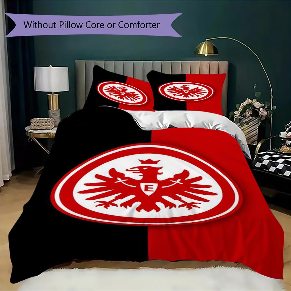 Eintracht Frankfurt Pattern Bedding uilt Set uilt Cover Pillowcase Home Decoration Birthday Gift (1 * duvet cover + 2 * pillowcase without core)