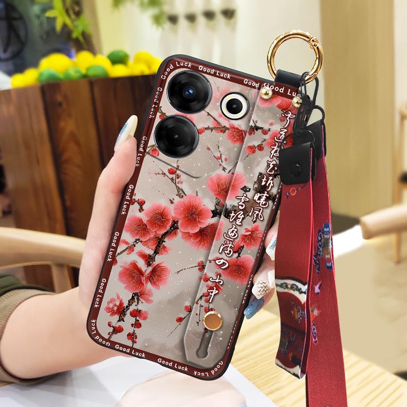Для мамы чехол для телефона в китайском стиле для Tecno Camon20 Pro 5G/CK8n Модный ремешок на запястье Мягкий чехол Держатель для телефона Грязеотталкивающий