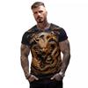 Летняя футболка, новая модная повседневная мужская футболка с 3D-принтом Golden Dragon, свободная мужская футболка с короткими рукавами, большой размер