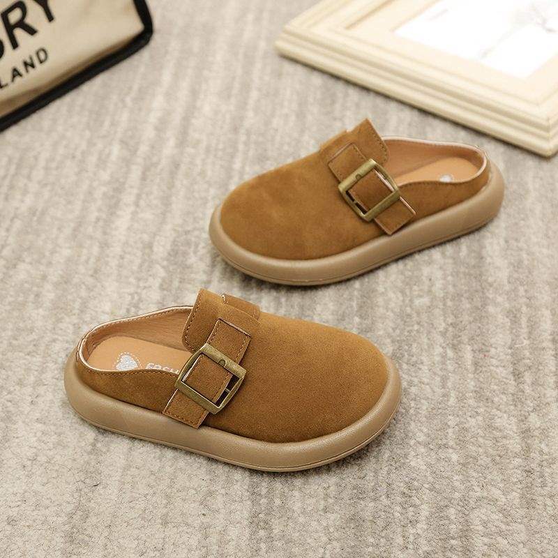 Детские Birkenstocks осенние полутапочки 2025 зима новые девочки хлопок моп вельвет теплые мальчики хлебные туфли