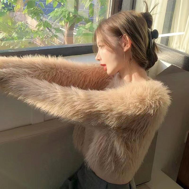 Женский корейский свитер с длинным рукавом осень-зима, новый тонкий утолщенный норковый бархатный топ