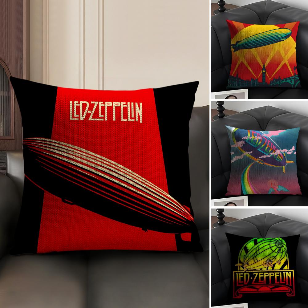 Чехол на подушку с принтом группы Led Zeppelinn, натуральный лен, органическая ткань, двусторонняя печать, для дивана, домашний декор, подарок, наволочка