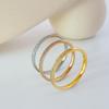 Minimalist Titanium Steel Ring Half Diamond Inlay Couple Matching Jewelry Stylish Gift