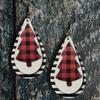 Christmas Plaid and Stripe Double-Sided Tree Earrings for Women - Retro Style