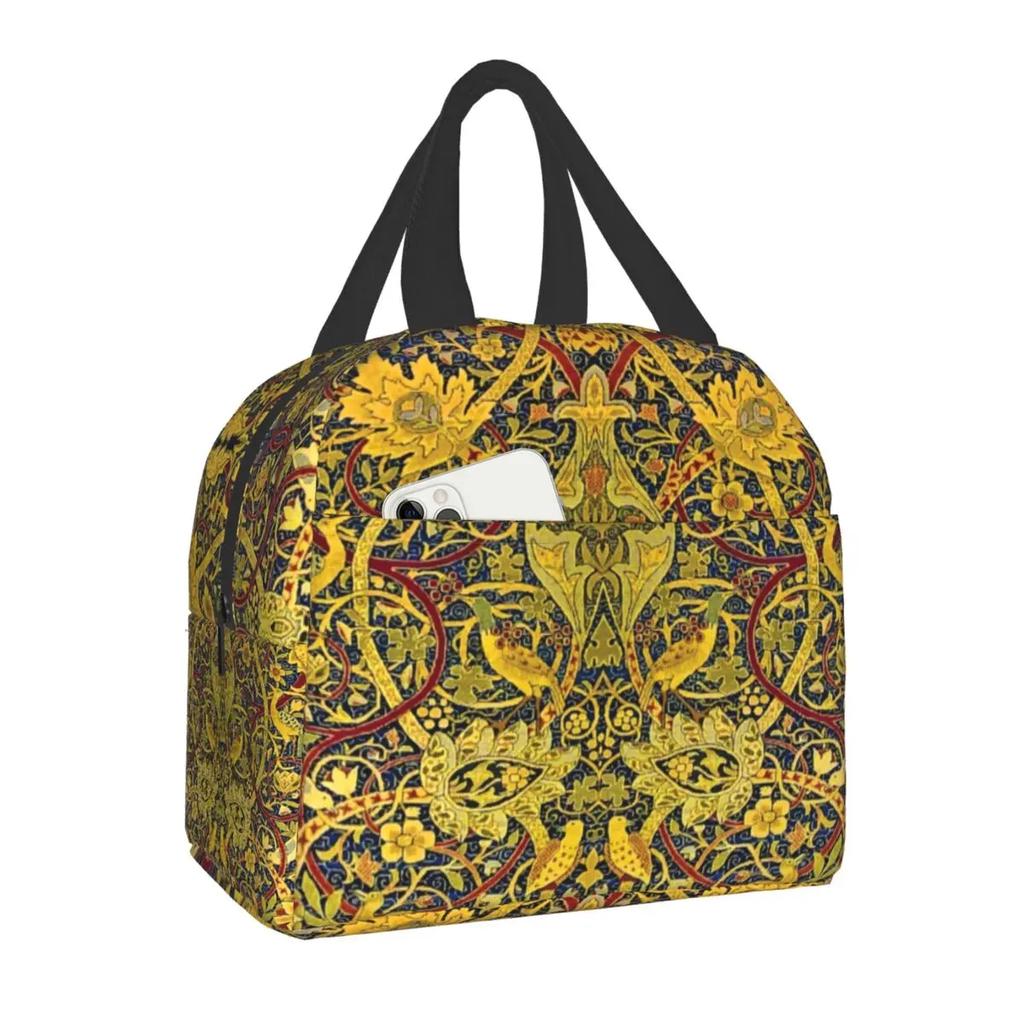 William Morris Цветочный текстильный принт термоизолированная сумка для ланча женская портативная коробка для ланча для детей школьные многофункциональные сумки для еды