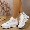 Модные белые высокие кроссовки на платформе для женщин 2025 Осень Легкие повседневные спортивные туфли Женские ботильоны на толстой подошве из ПУ кожи