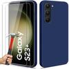Case for Samsung Galaxy S23+ (S23 Plus) with 2 Tempered Glasses, Shockproof Silicone Protection Blue
