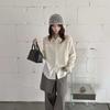 Women's 100% Pure Wool Knit Cardigan - Autumn/Winter French Sweetheart Polo Collar with Lace Patchwork Hollow Out Design