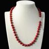 New 8mm Coral Red Color South Sea Shell Pearl Round Beads Necklace 18"