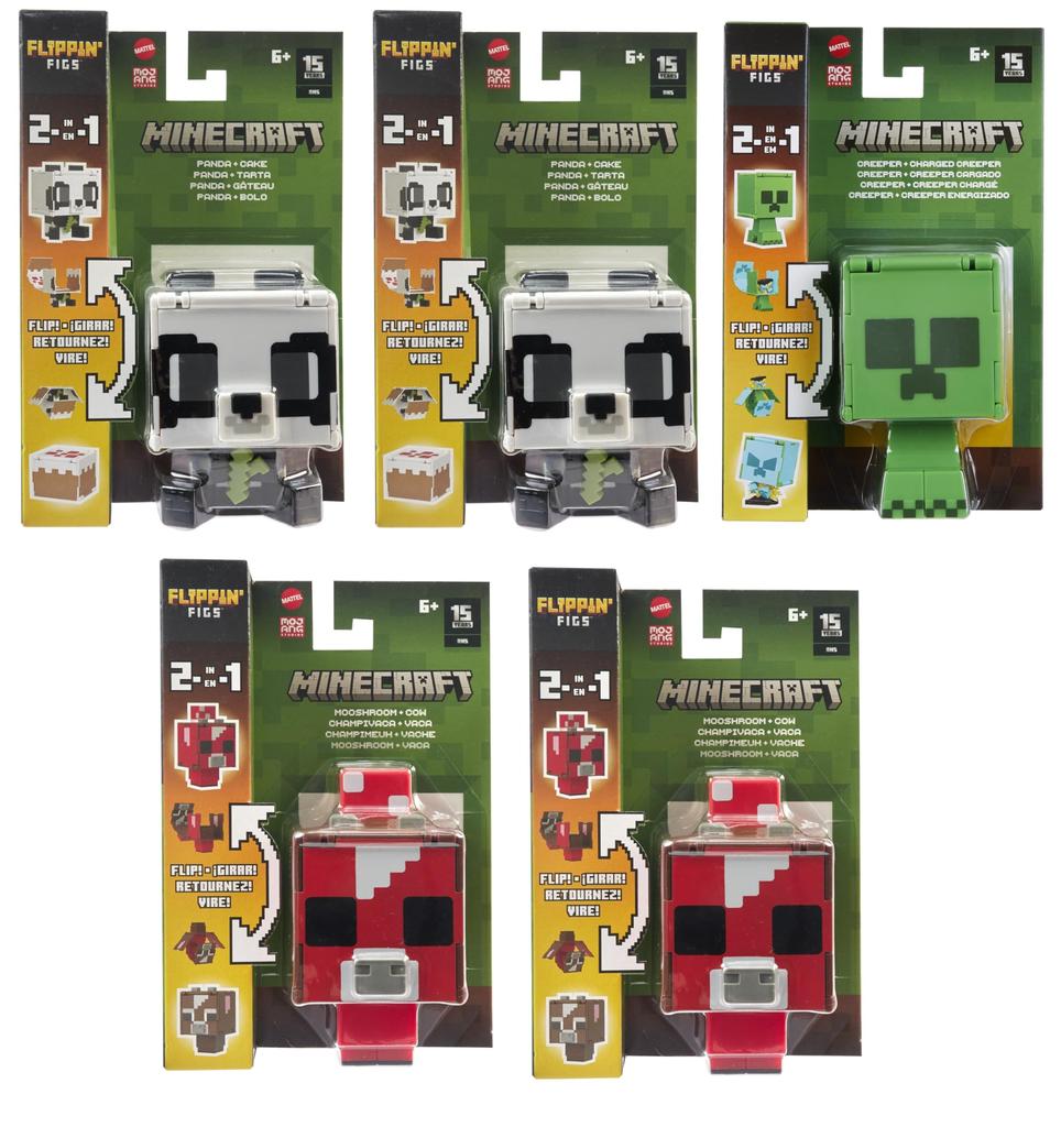 Mattel Minecraft Super Expandable Figures B Assortment Box Set Ages 6 and 5-Piece (Kids' Figures, Up) 986B-HTL43