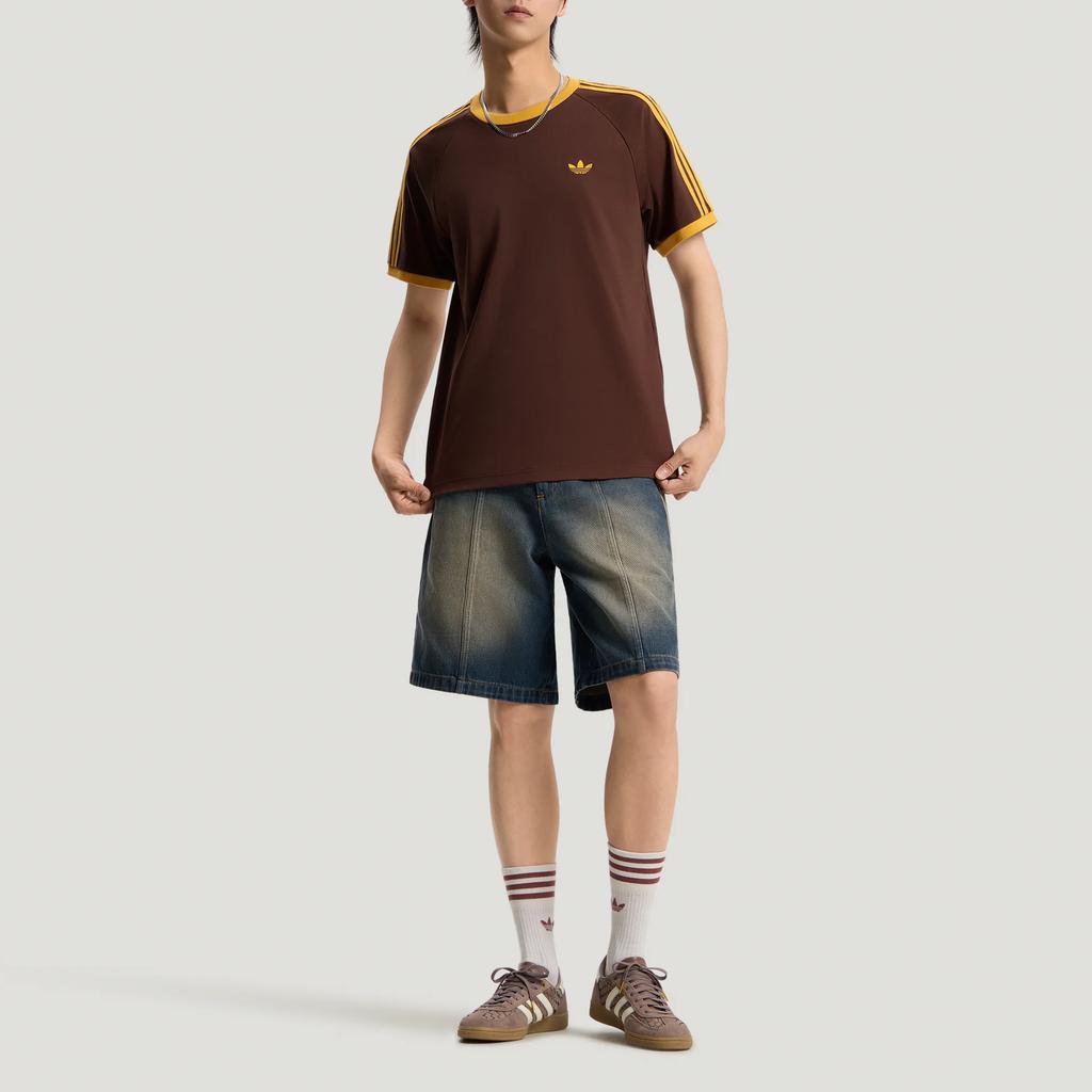 adidas Мужская вязаная полосатая футболка с круглым вырезом и коротким рукавом Originals Cali Топы KT7766
