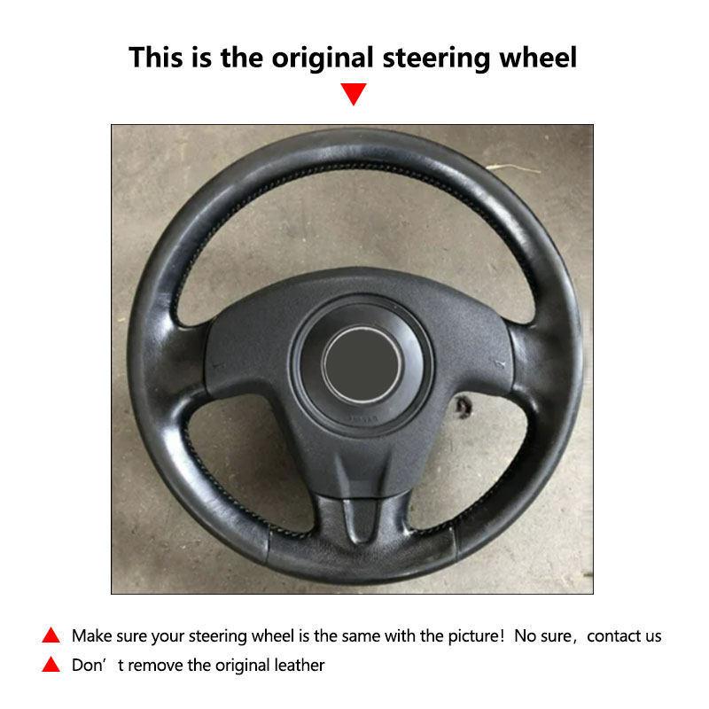 For Seat Ibiza 2004 2005 2006 Microfiber Leather blue line with blue strip Car Interior Accessories Steering Wheel Cover
