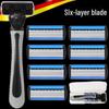 Six-Layer Manual Razor for Men with Stainless Steel Blades