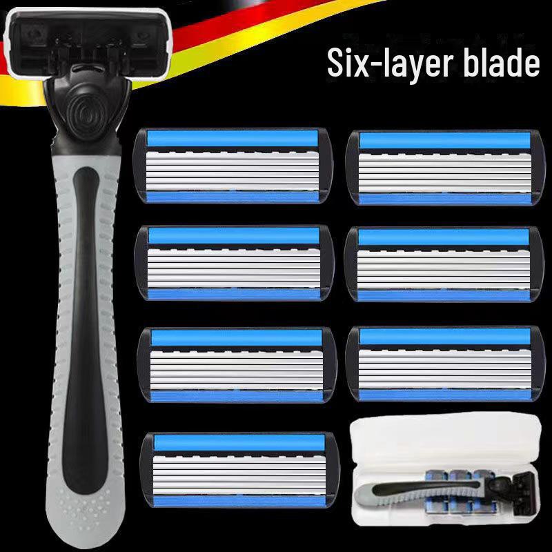 Six-Layer Manual Razor for Men with Stainless Steel Blades