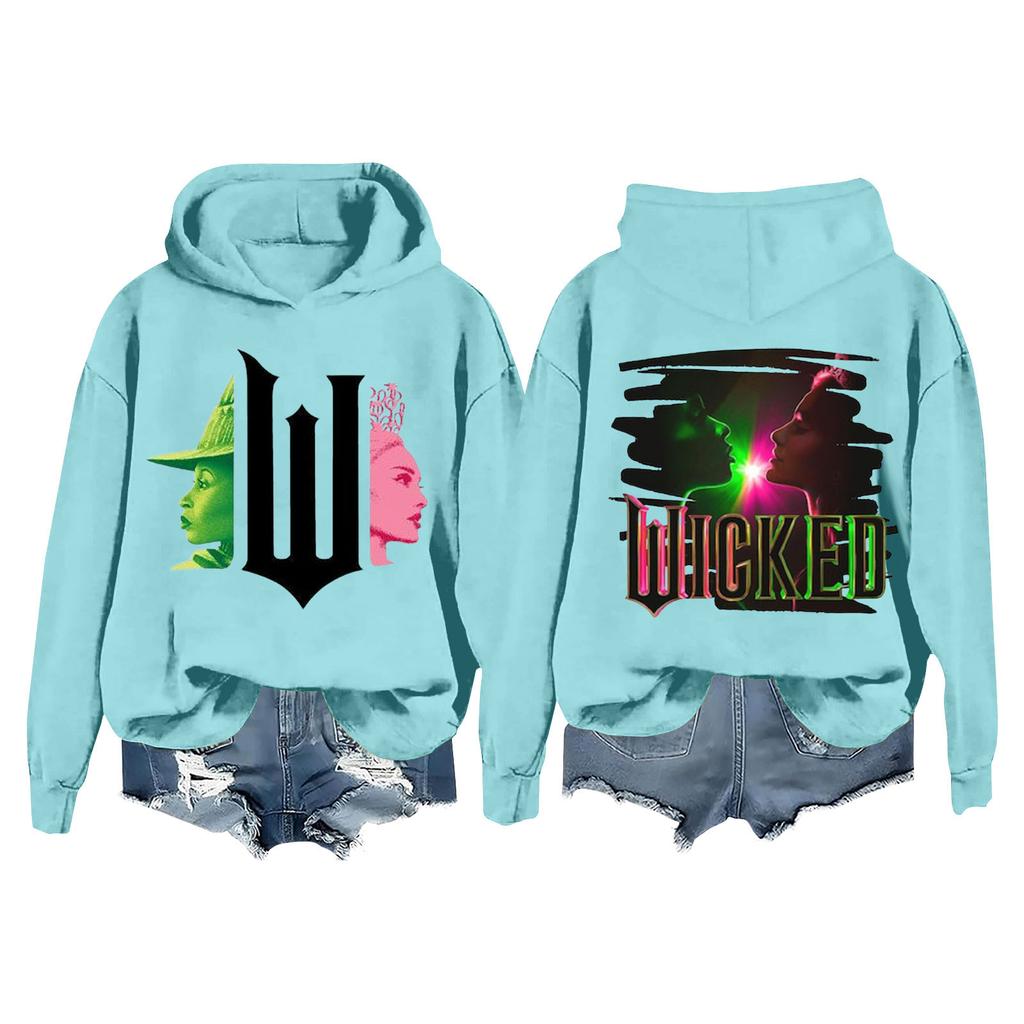 Женская модная повседневная кофта с длинными рукавами и принтом ведьмы с капюшоном