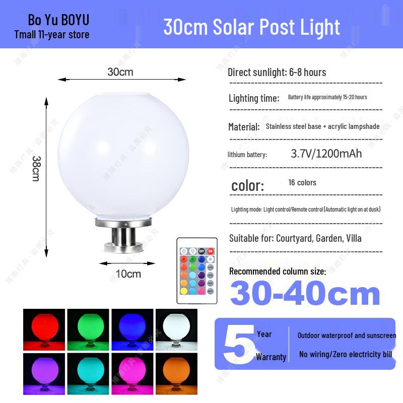 Solar-Powered Outdoor Pillar and Gate Lights for Courtyard and Villa Entrances