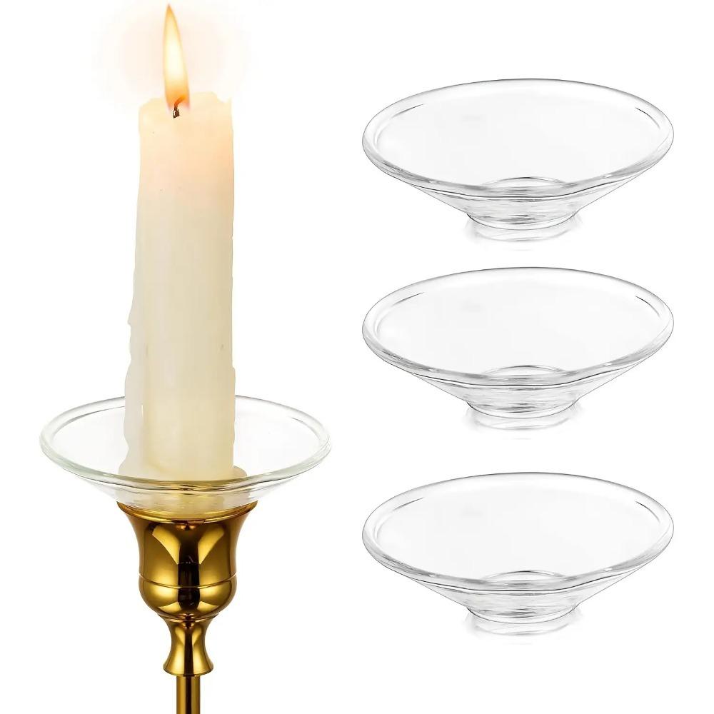 3 Piece Heat Resistant Glass Wax Catcher Tray Reusable Candle Drip Protector Candle Drip Tray  Hotel