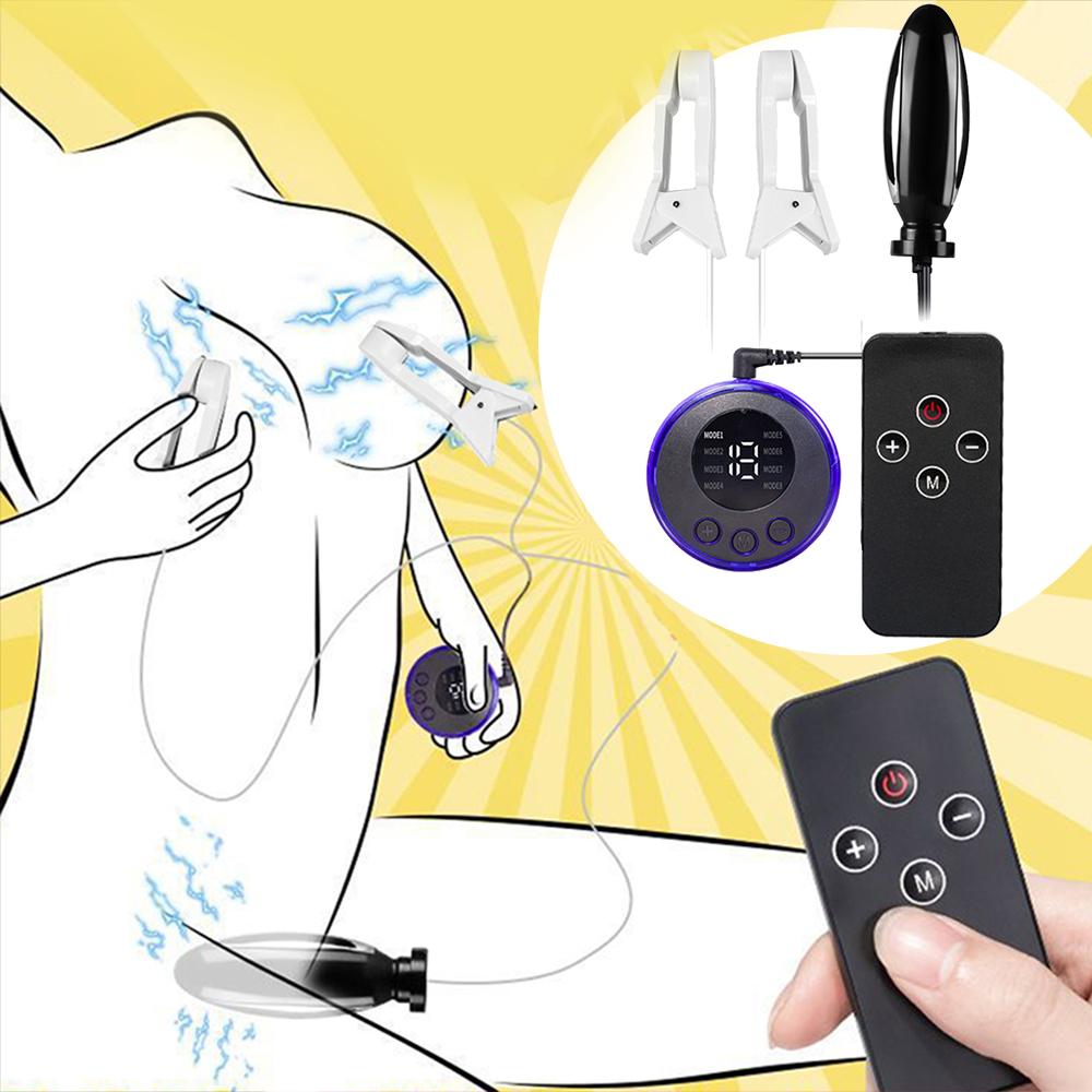 БДСМ Двойное проникновение Анальная пробка Вибрация Электрошок Секс-игрушки Машина Фетиш Зажим для сосков Инструмент Секс Шоппинг для взрослых Порно 18+