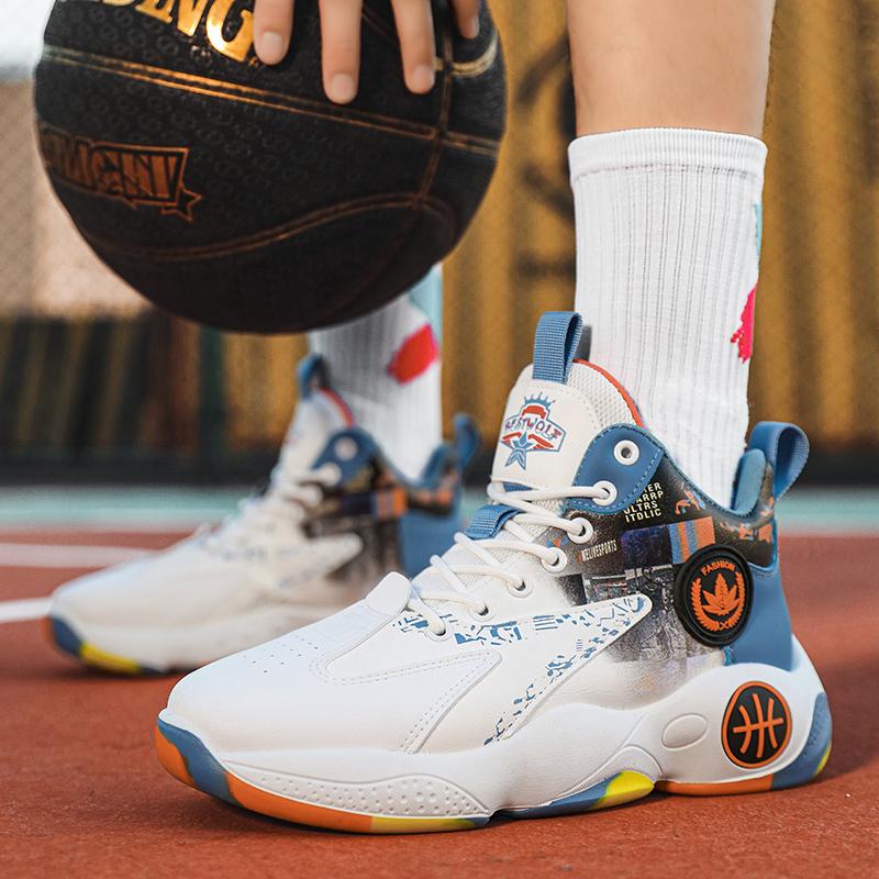 Новые баскетбольные кроссовки мужские актуальные боевые повседневные кроссовки хипстерские на шнуровке высокие уличные модные сращивание противоскользящие амортизирующие